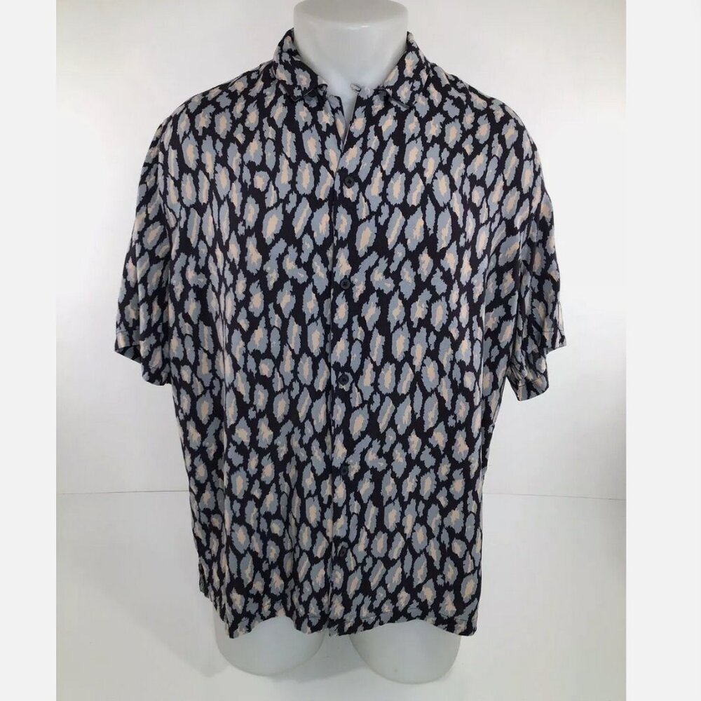 ALLSAINTS All Saints All Over Print Short Sleeve Button Up Front Down Shirt XL